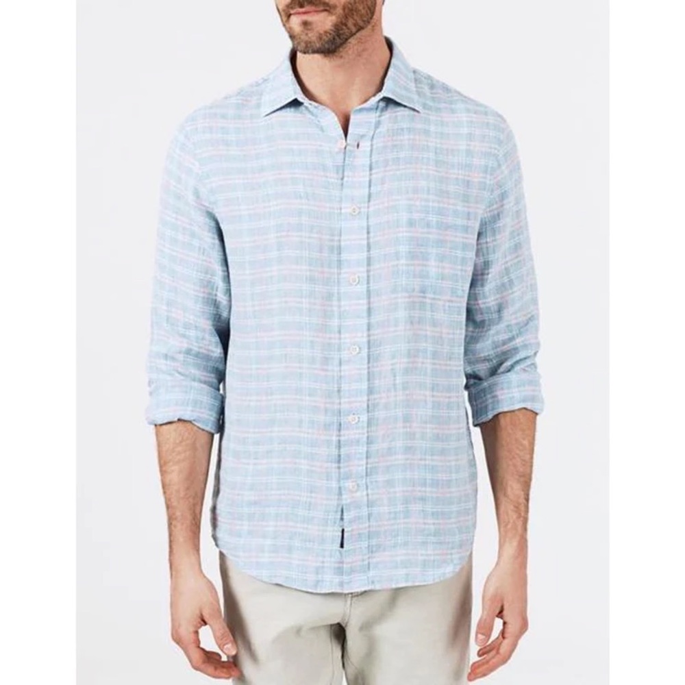 Faherty Linen Plaid Button Down (size XL)